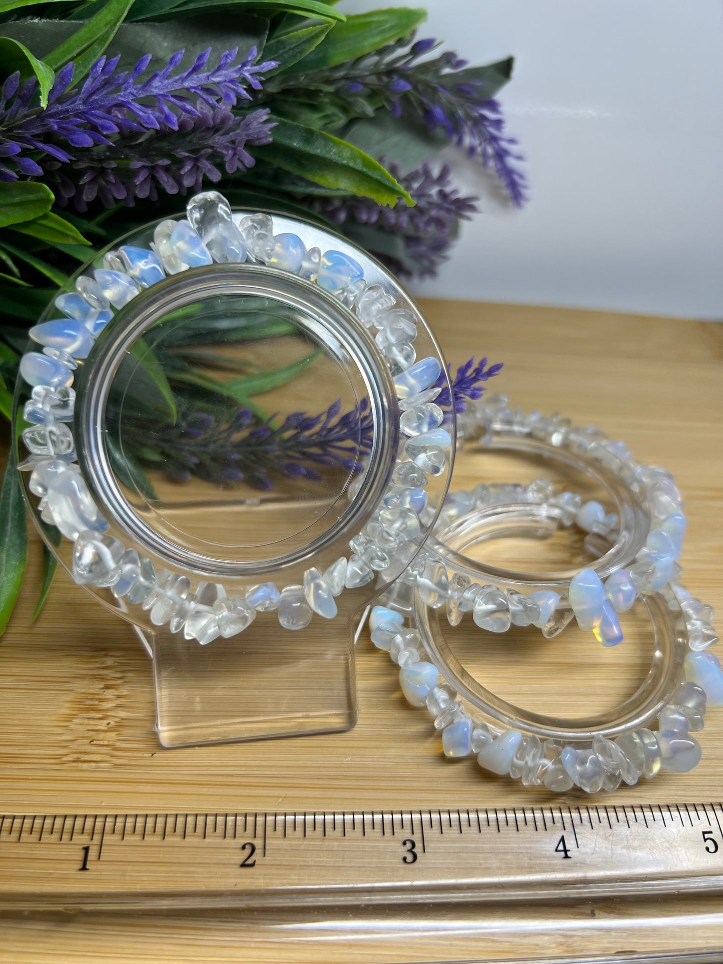 Clear Quartz and Opalite Crystal Chip Bracelet