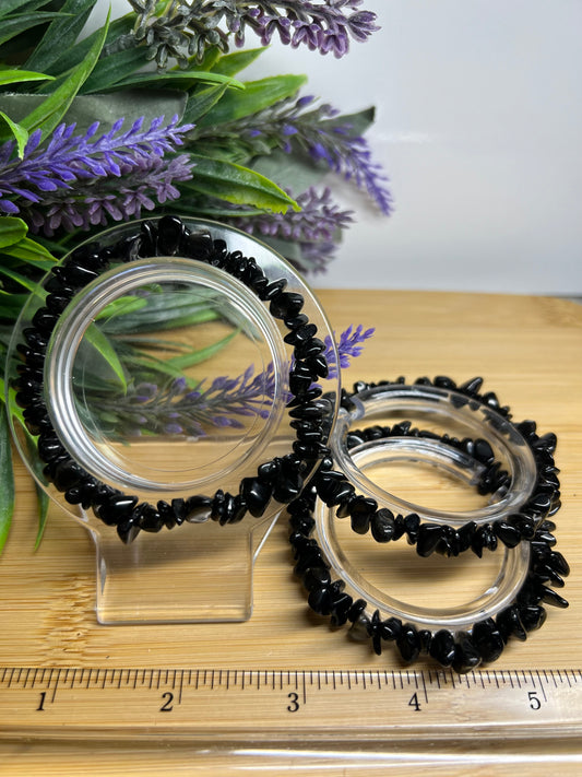 Obsidian Crystal Chip Bracelet